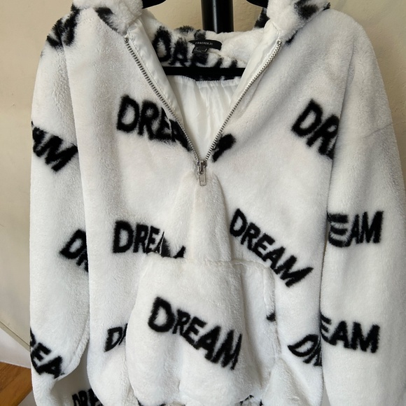 Trendy Faux Fur Zip-up Hoodie Coat w/ Drawstring Hem & Hand Warmer - Picture 2 of 11